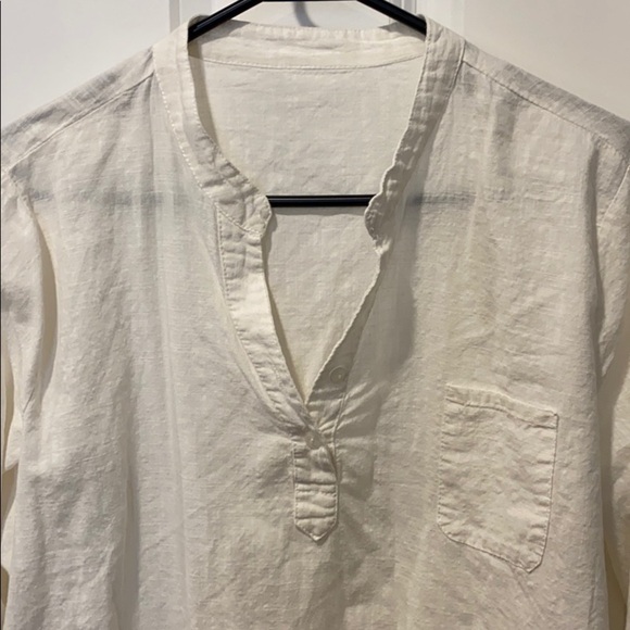 Textured Beachy White Linen Shirt - Picture 6 of 13